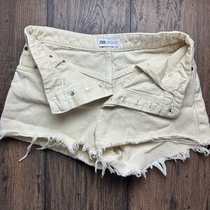 Zara Cream Jean Shorts